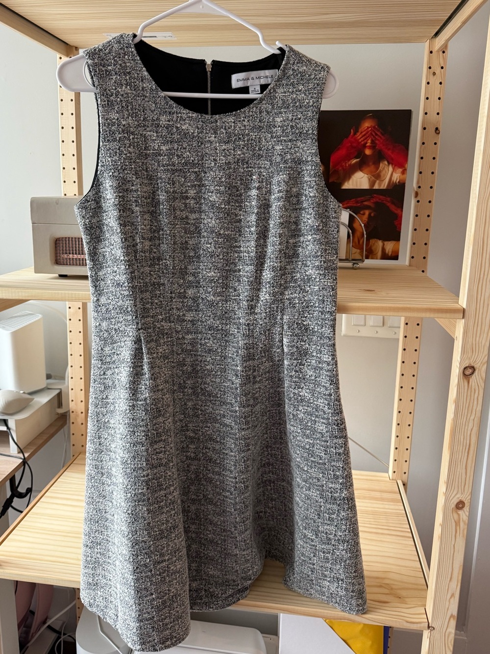 Emma & Michele Gray Textured Sleeveless A-Line Mini Dress